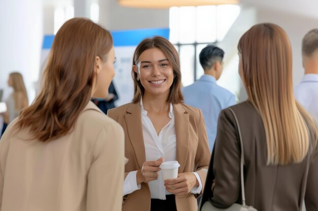 American woman networking at event