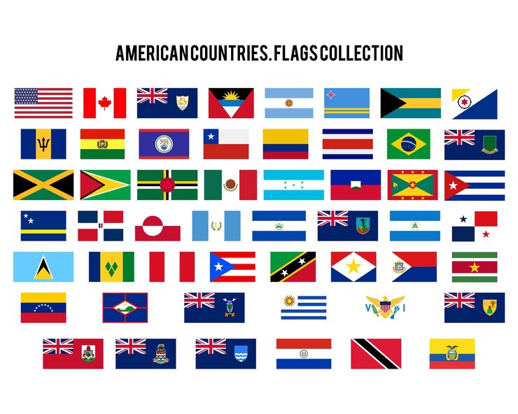 Photo americas flag icons set america countries original flags usa canada argentina and other stock graphics element 52 symbols
