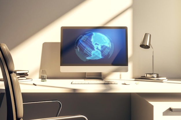 Amerika kaart op moderne computermonitor big data en digitale technologie concept 3D Rendering