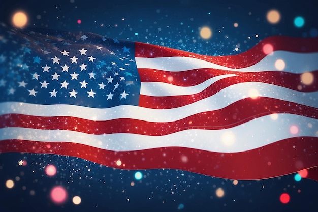 Amerika vlag op bokeh achtergrond 4 juli Generatieve ai