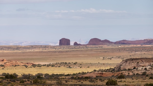 Amerikaans landschap in de woestijn met rode rotsformaties