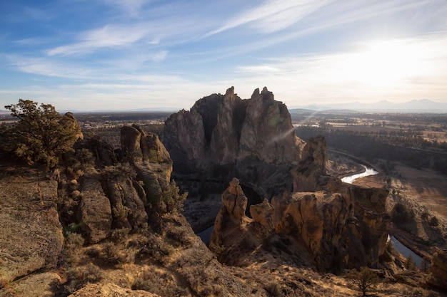 Amerikaans landschap tijdens een levendige winterdag