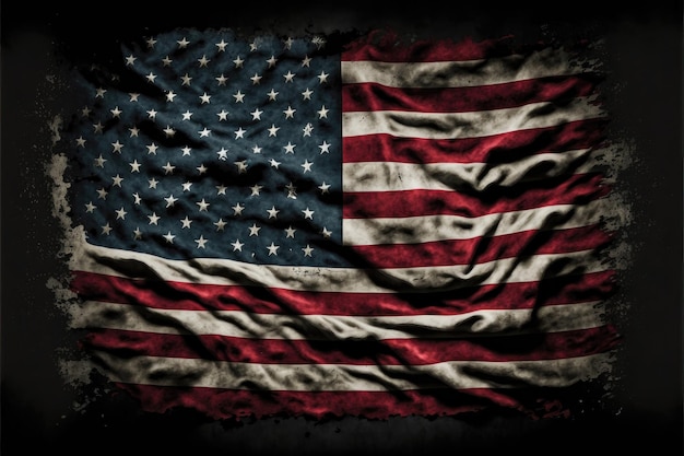 Amerikaanse Amerikaanse vlag op versleten zwarte achtergrond voor USA Memorial Day