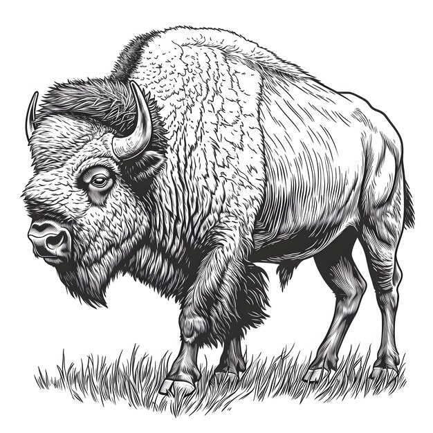 Foto amerikaanse bison line art