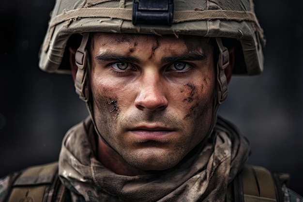 Amerikaanse mannelijke soldaat portret generatieve Ai