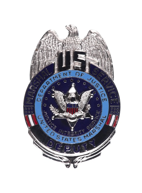 Amerikaanse politie marshal badge geïsoleerd op witte achtergrond