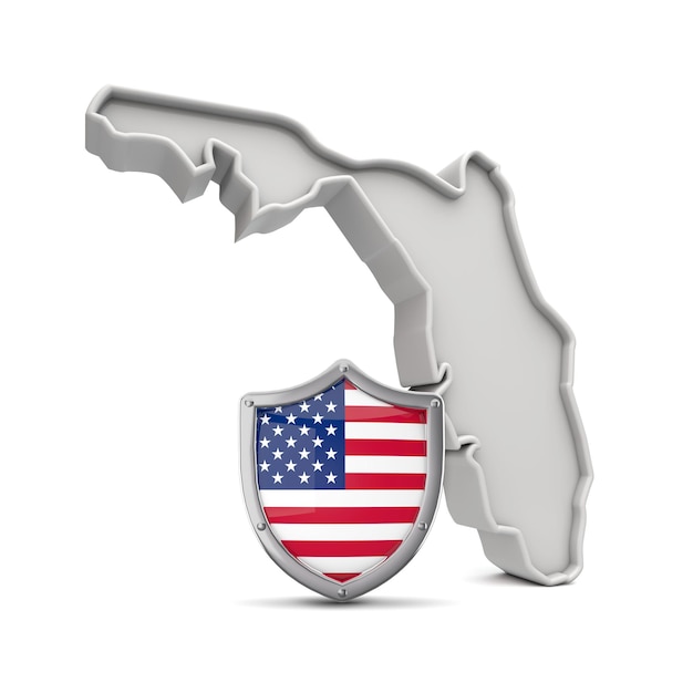 Amerikaanse staat Florida met sterren en strepen schild d rendering