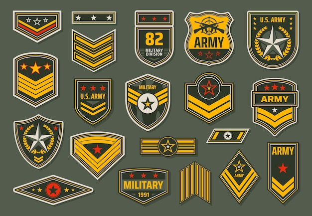 Foto amerikaanse strijdkrachten badges militaire rangen insignes