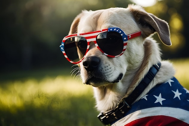 Amerikaanse vlag 4 juli Amerikaanse moed democratie hond vrijheid harige held militaire nati