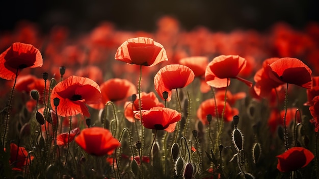 Amerikaanse vlag En een poppy bloem achtergrond Generatieve Ai