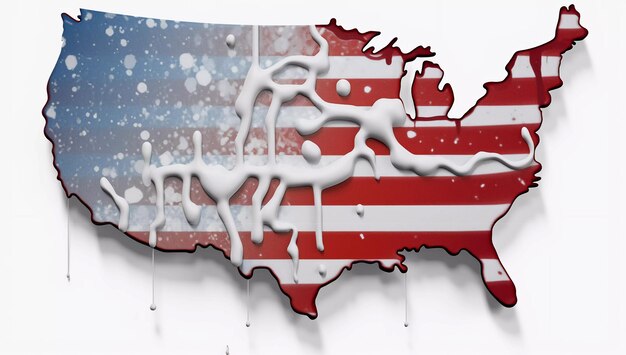 Amerikaanse vlag geïsoleerd op wit wordt getoond gewaagde graffiti-muurschilderingen eiko ojala druppelt generatieve ai