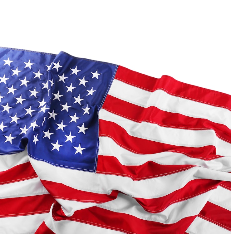 Foto amerikaanse vlag geïsoleerd op wit