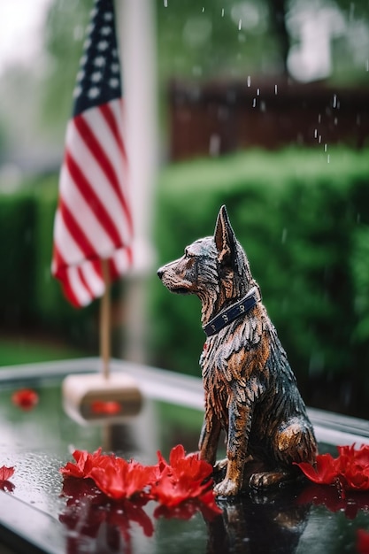 Foto amerikaanse vlag in de regen