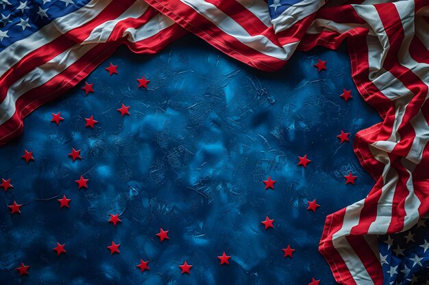 Foto amerikaanse vlag kleuren en vuurwerk mockup achtergrond met kopieerruimte 4 juli onafhankelijkheidsdag concept viering