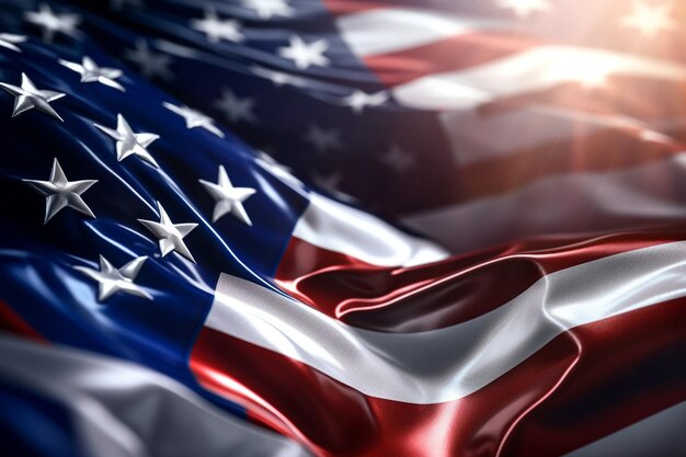 Amerikaanse vlag met glanzende stijl