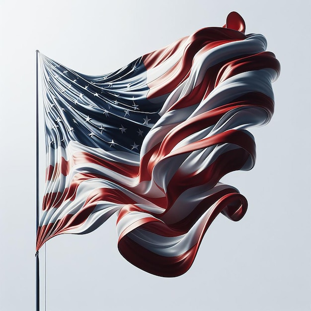 Amerikaanse vlag op een witte achtergrond