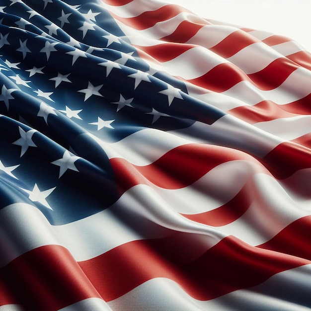 Amerikaanse vlag op een witte achtergrond