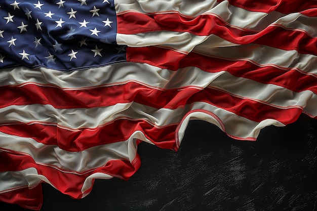 Foto amerikaanse vlag op een zwarte achtergrond