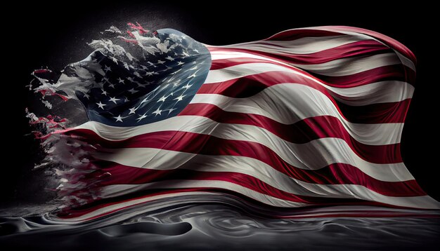 Amerikaanse vlag Usa Vlag zwaaiend Onafhankelijkheidsdag tijd voor revolutie 4 juli