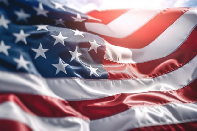 Amerikaanse vlag waaiende wind