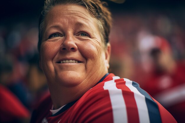 Amerikaanse vrouwelijke voetbalfans in een WK-stadion ter ondersteuning van het nationale team