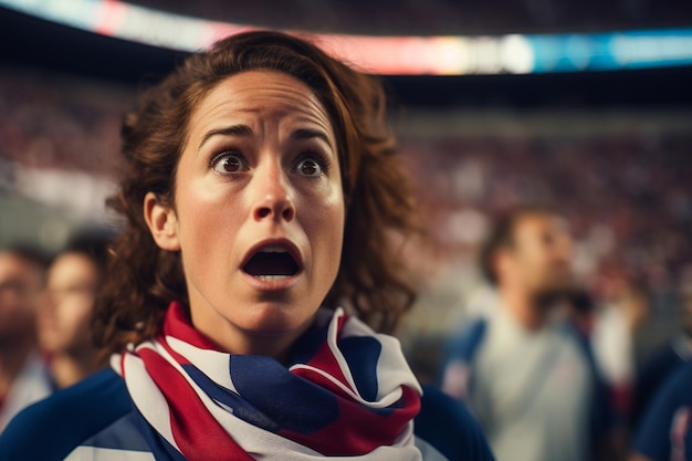 Amerikaanse vrouwelijke voetbalfans in een WK-stadion ter ondersteuning van het nationale team