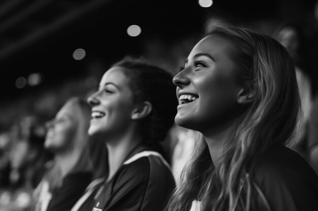 Amerikaanse vrouwelijke voetbalfans in een WK-stadion ter ondersteuning van het nationale team