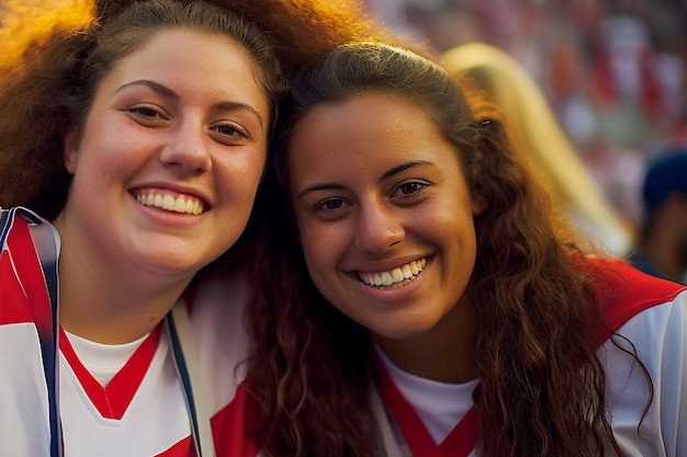 Amerikaanse vrouwelijke voetbalfans in een WK-stadion ter ondersteuning van het nationale team