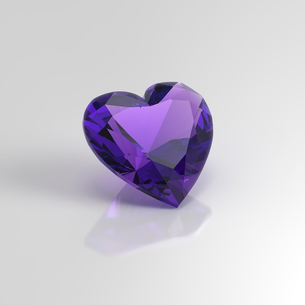 Amethist edelsteen hart 3D render