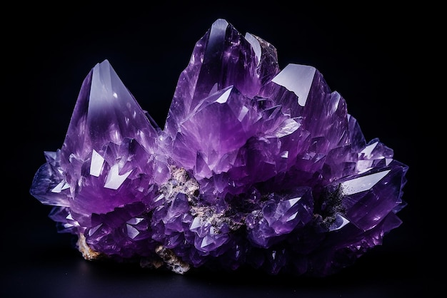 An amethyst on a black background