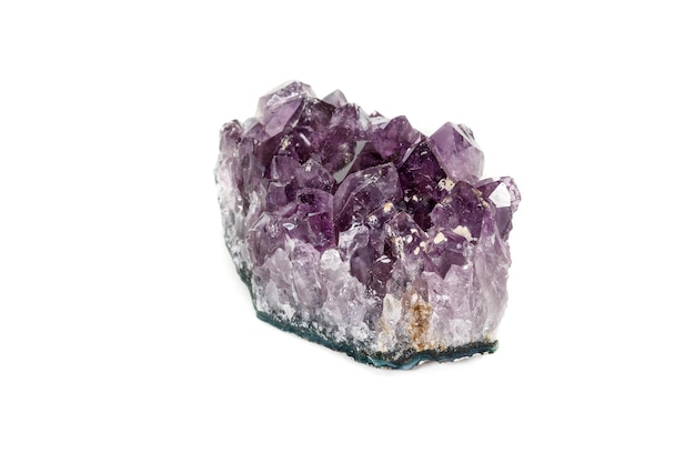 Amethyst Crystal Druse macro mineral on white background close up