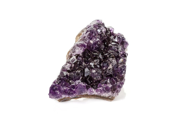 Amethyst Crystal Druse macro mineral on white background close up