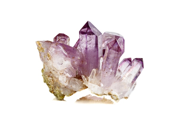 Amethyst Crystal Druse macro mineral on white background