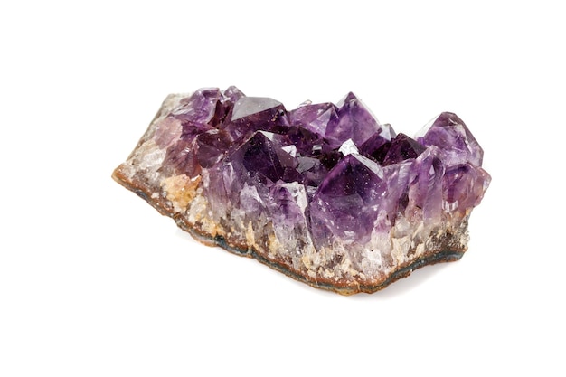 Amethyst Crystal Druse macro mineral on white background