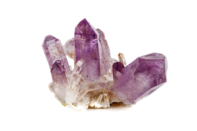 Amethyst Crystal Druse macro mineral on white background