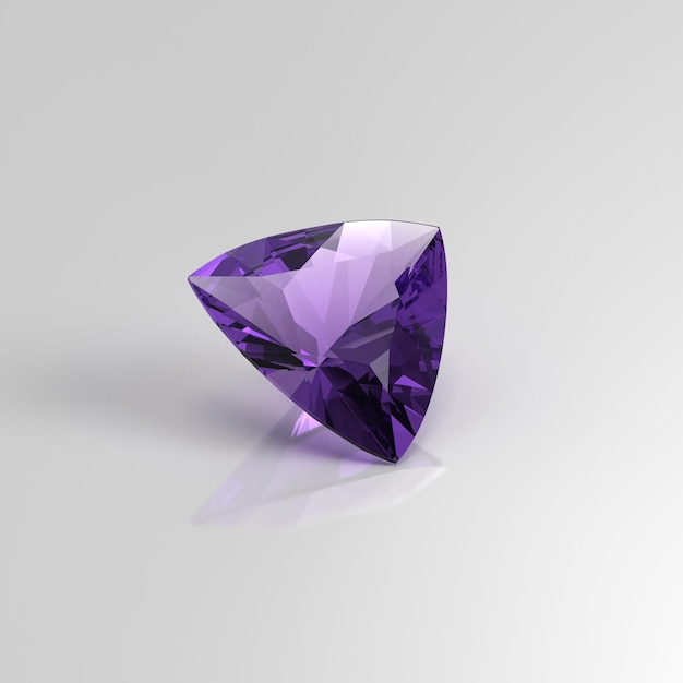 Amethyst gemstone trillion 3D render