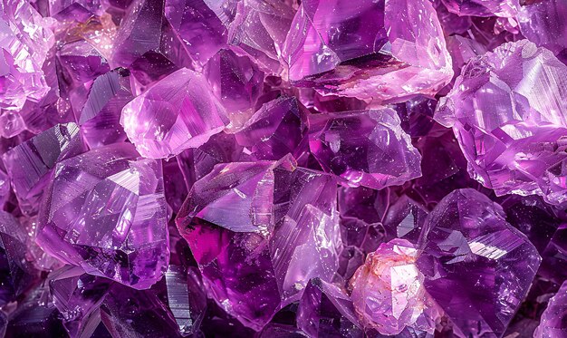 Photo amethyst purple crystals gems mineral crystals in the natural environment texture of precious