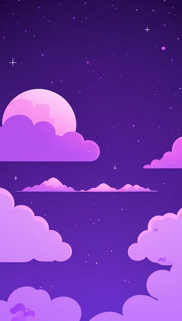 Amethyst purple night sky and white clouds enchanting nocturnal palette