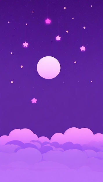 Amethyst purple night sky and white clouds enchanting nocturnal palette