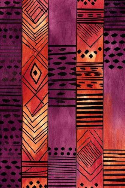 Amethyst vermilion and sage seamless African pattern tribal motifs grunge texture on textile background ar 23 Job ID 9227383a2e0c4aad850b7d9f8874719a