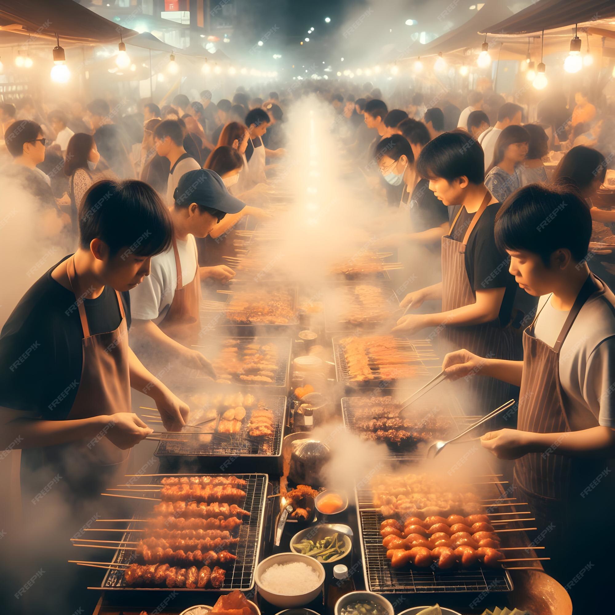 Premium Photo | Amidst the aromatic haze of sizzling grills food 