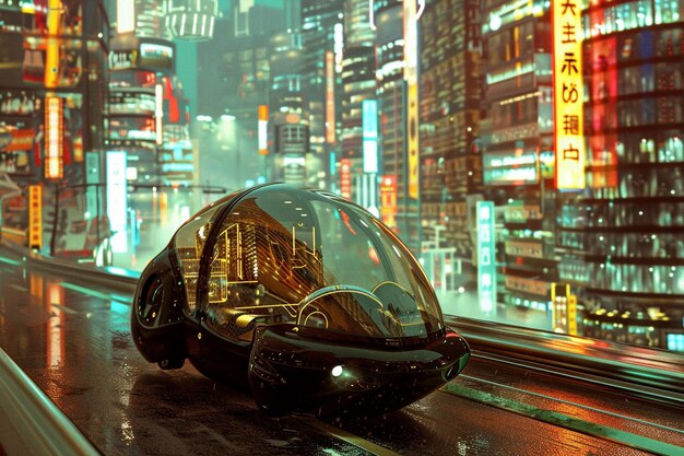 Photo amidst the cityscape a telepathic vehicle becomes generative ai