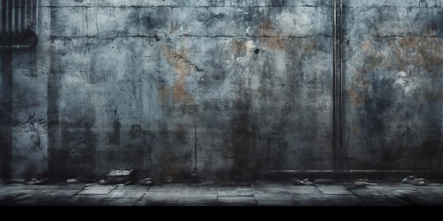 Среди темного и гранжевого бетона пустая сцена служит захватывающим фоном, украшенным студийным освещением Ai Generated