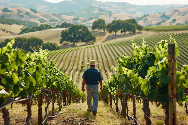 Foto in mezzo alle colline un'agricoltura sostenibile generativa ai