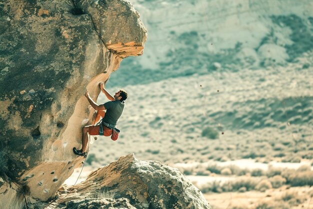 Photo amidst rugged terrain climbers scale cliffs in a daring game of extreme bouldering