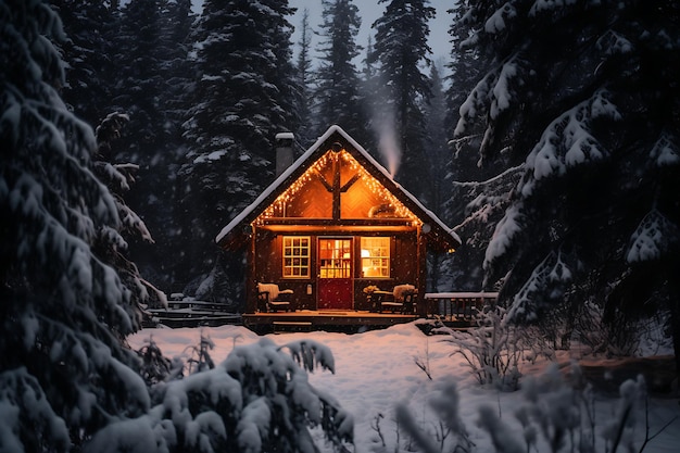 Amidst a snowstorm a solitary cabin in the woods comes alive with warmth and flickering candlelight