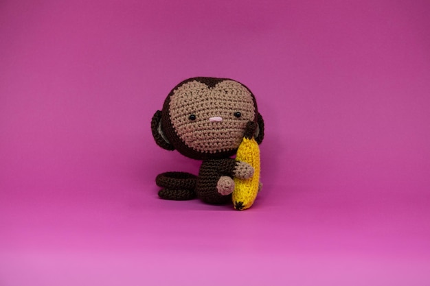 Amigurumi of monkey, hand-knitted. Crochet.