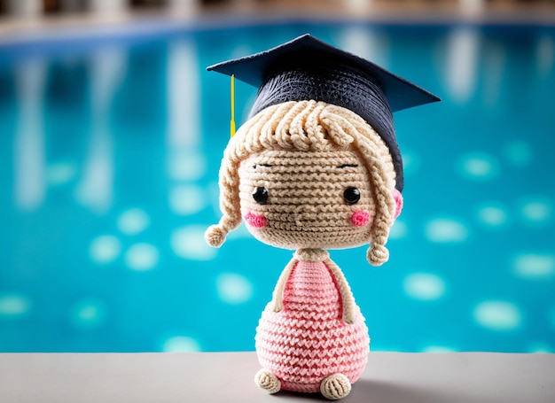 Amigurumi wool graduationcap graduation concept