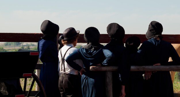 Amish children on the farm.