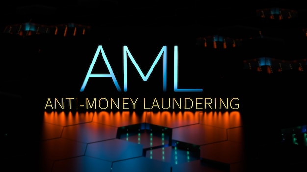 AML AntiMoney Laundering 기술 비즈니스 개념 3D 렌더링